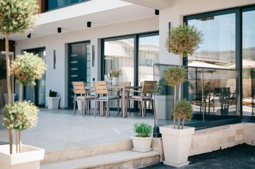 Terrace with olive trees at Boutique Hotel Zara in Ulcinj